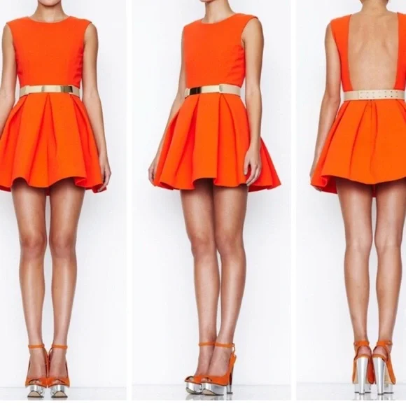 Orange Sleeveless Backless Fit and Flare Dress - Preloved - Picture 1 of 3